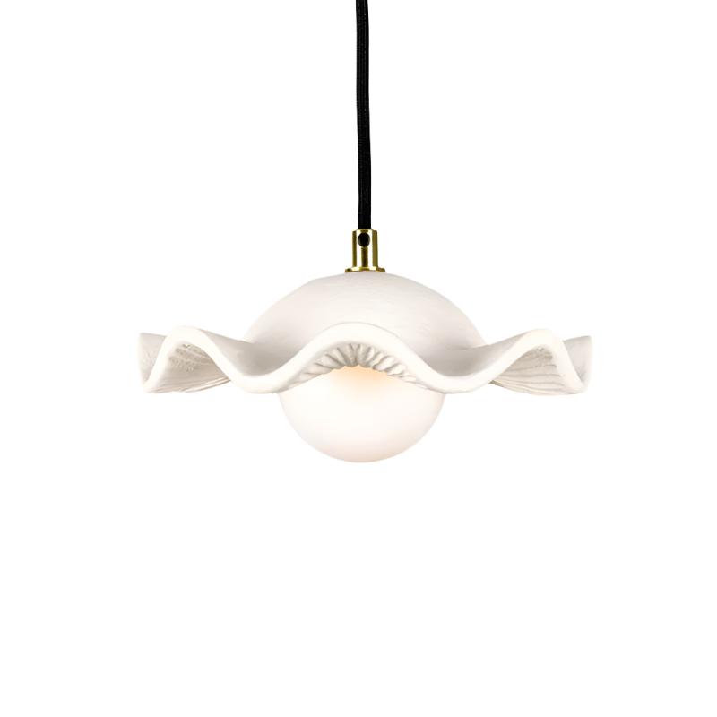 RIVALE MATT WHITE STRIPED PENDANT LIGHT